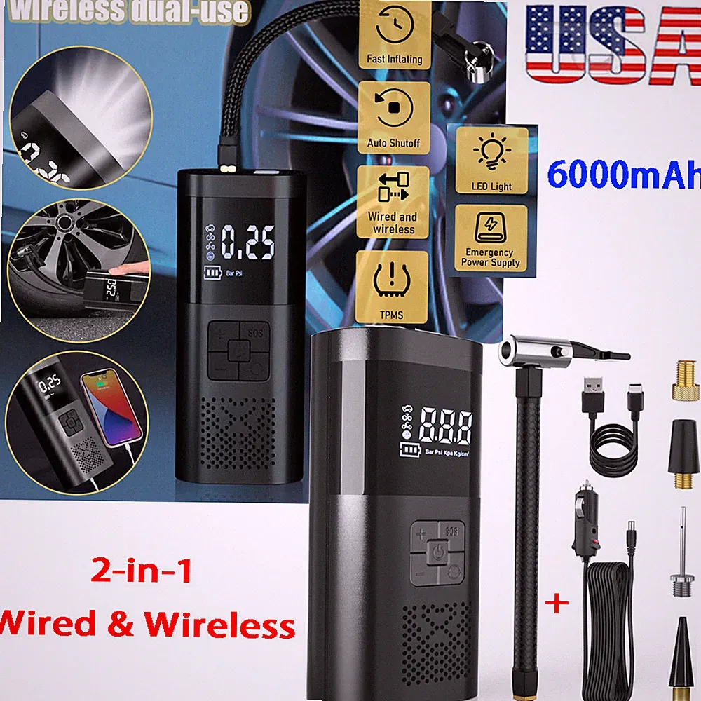 150PSI Air Compressor Tire Inflator For Car Moto Bike Tires Air Pump Cordless US