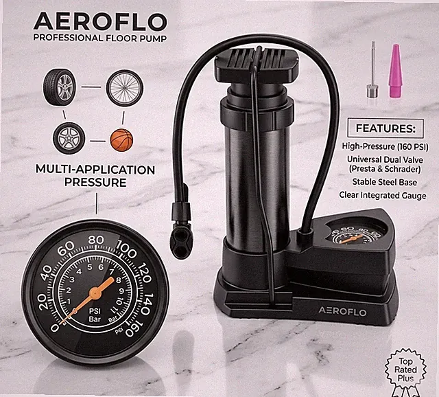 AEROFLO Portable Foot Pump - High Pressure 160 PSI Bicycle & Car Tire...