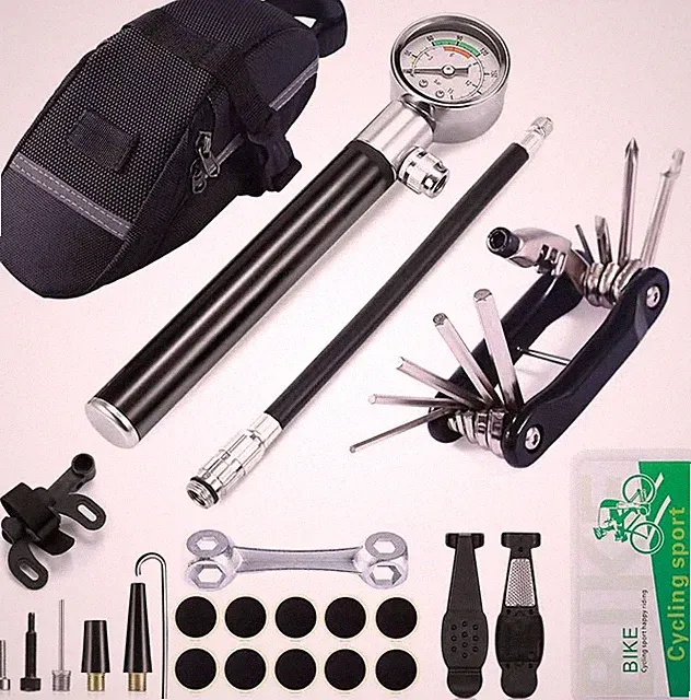 Bike Tire Repair Kit with 210PSI Mini Pump & 10-In-1 Multi-Tool | Includes Chain
