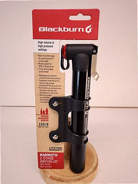 Blackburn PN: 7068162 Mammoth 2 Stage Anyvalve Mini Pump Black Bike Pump MTB...