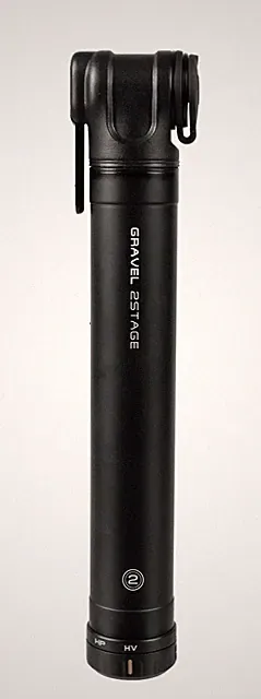 Gravel 2Stage Mini Pump, Aluminum Barrel & Thumb Lever, 18.4cm, Presta only, Bla