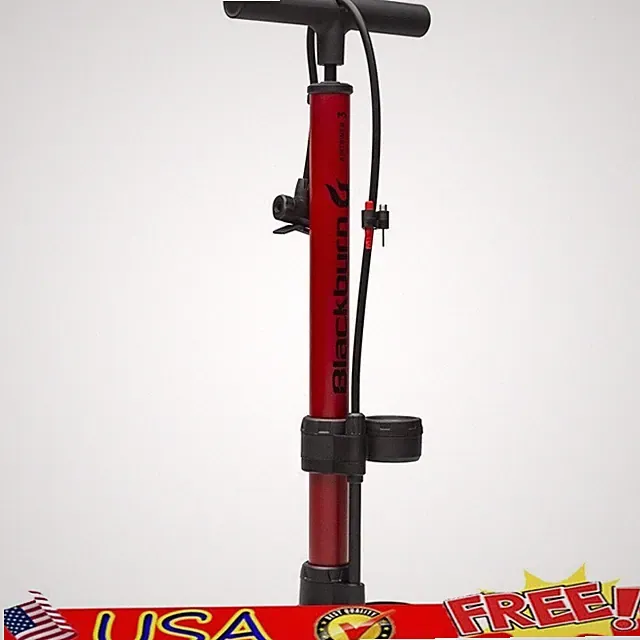 High Pressure Bicycle Floor Pump Dual Head Pressure Gauge Ball Needle Included