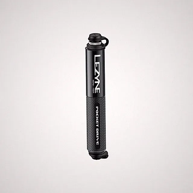 Lezyne Pocket Drive Frame Pump: Black CNC Machined Aluminum Body