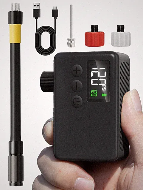 Mini Bike Tire Air Pump: Fast Inflate Portable Small Bicycle Electric Pump fo...