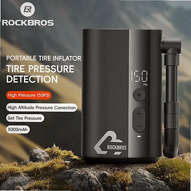 ROCKBROS Mini Bicycle Pump 150psi Portable Electric Pump Motorcycle Air Inflator