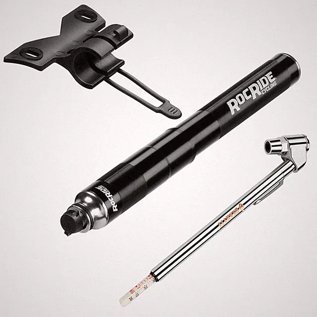 RocRide Mini Bike Tire Pump with Pencil Tire Pressure Gauge Inflates to 120 PSI