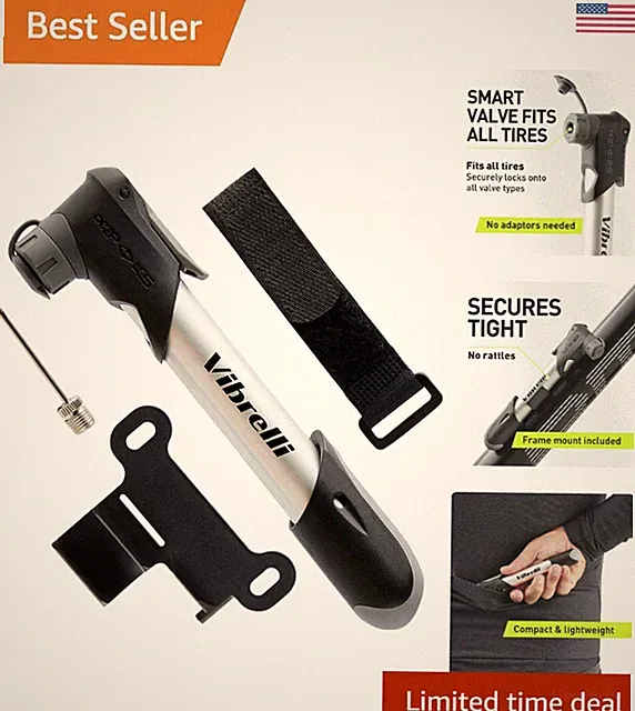 Ultra-Light Mini Bike Tire Pump - 120 PSI, No Valve Change & Repair Kit Included