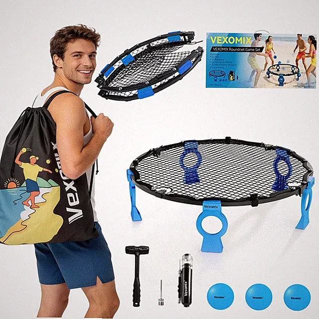 Upgraded Foldable Outdoor Games Kit (Includes 3 Balls, Pump, Carrying Case &...